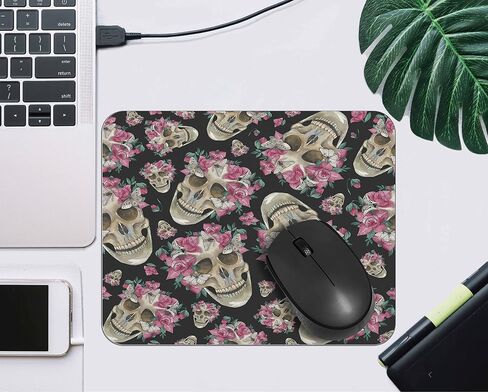OFlich Gothic Skull Death Moth on Blue Mandala Mousepad 9.5×7.9 Inch Non-Slip Rubber Base Square Mouse Pads for Computers Laptop Office Home Dorm Desk Decor in Saudi Arabia