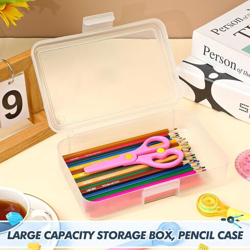 Honoson 60 Pcs Hard Plastic Pencil Case Bulk Clear Pencil Box Utility Crayon Storage Box Multi Purpose Organizer for Pens Pencils Office Supplies 8 x 5 x 2 In (Colorful) in Saudi Arabia