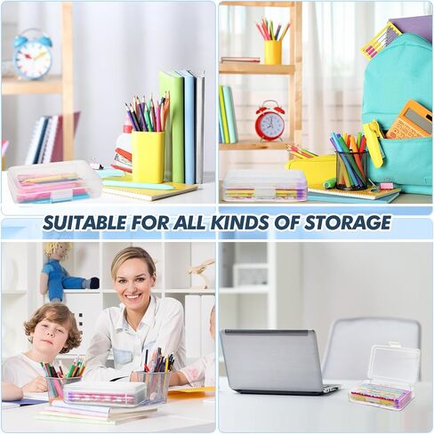 Honoson 60 Pcs Hard Plastic Pencil Case Bulk Clear Pencil Box Utility Crayon Storage Box Multi Purpose Organizer for Pens Pencils Office Supplies 8 x 5 x 2 In (Colorful) in Saudi Arabia