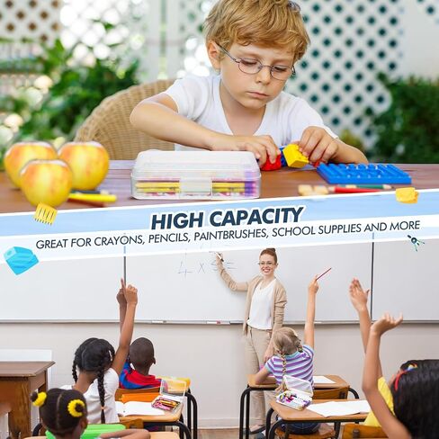Honoson 60 Pcs Hard Plastic Pencil Case Bulk Clear Pencil Box Utility Crayon Storage Box Multi Purpose Organizer for Pens Pencils Office Supplies 8 x 5 x 2 In (Colorful) in Saudi Arabia