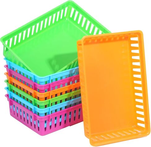 8 Pack Classroom Storage Baskets, Small Plastic Baskets for Organizing, Colorful Storage Trays, Crayon Pencil Containers Organizer Bins for Desk, Drawer, Home, Office in Saudi Arabia
