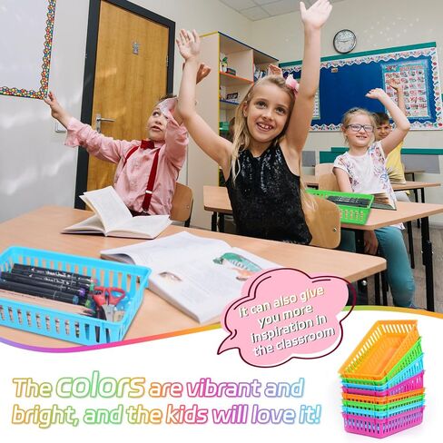 8 Pack Classroom Storage Baskets, Small Plastic Baskets for Organizing, Colorful Storage Trays, Crayon Pencil Containers Organizer Bins for Desk, Drawer, Home, Office in Saudi Arabia