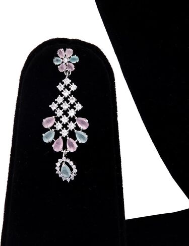 Bridal Jewelry Set Wedding, Necklace Dangle Earrings Set, Silver Plated Jewelry Set with Pink And White Crystal, Allergy Free Wedding Party Jewelry for Bridal Bridesmaid in Saudi Arabia