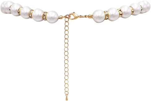 Rosemarie Collections Women's Classic Simulated Pearl And Crystal Rhinestone Bridal Necklace With Hypo Allergenic Earrings Set in Kuwait
