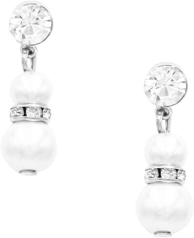 Rosemarie Collections Women's Classic Simulated Pearl And Crystal Rhinestone Bridal Necklace With Hypo Allergenic Earrings Set in Kuwait