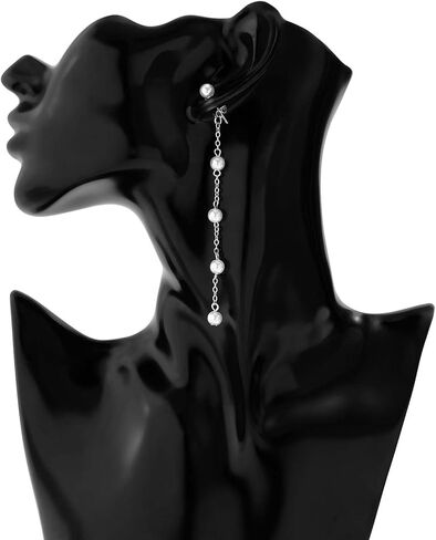 Pearl Necklace and Earring Set Pearl Choker Necklace for Women Dainty Bracelet Pearl Dangling Earrings Pearl Wedding Jewelry Sets for Brides in Saudi Arabia