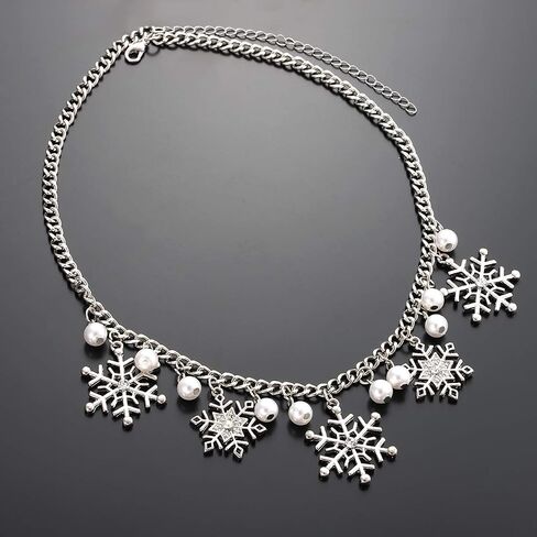 Christmas Snowflake Necklace Bracelet Earrings Snowflake Charm Link Bracelet Austrian Crystal Drop Dangle Earrings Christmas Snoflake Jewelry Set for Women Girls in Saudi Arabia