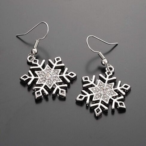 Christmas Snowflake Necklace Bracelet Earrings Snowflake Charm Link Bracelet Austrian Crystal Drop Dangle Earrings Christmas Snoflake Jewelry Set for Women Girls in Saudi Arabia