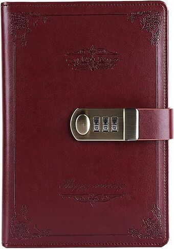 Digital Password Journal with Lock Retro Privacy Diary with Combination Lock Leather Binder Notebook Locking Journal Diary (Black) in Saudi Arabia