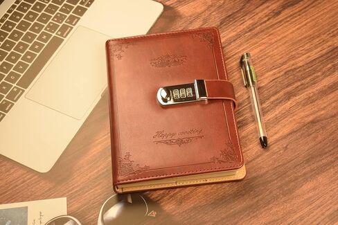 Digital Password Journal with Lock Retro Privacy Diary with Combination Lock Leather Binder Notebook Locking Journal Diary (Black) in Saudi Arabia