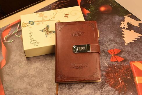 Digital Password Journal with Lock Retro Privacy Diary with Combination Lock Leather Binder Notebook Locking Journal Diary (Black) in Saudi Arabia
