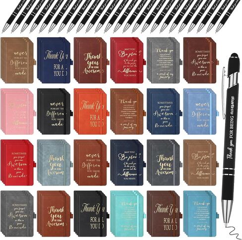 48 Pcs Employee Appreciation Gifts Hardcover Executive Notebooks A6,24 Thank You Notebooks Motivational Journals and 24 Pens Bulk for Team Employee Volunteer(Multi Colors, Thank You) in Saudi Arabia
