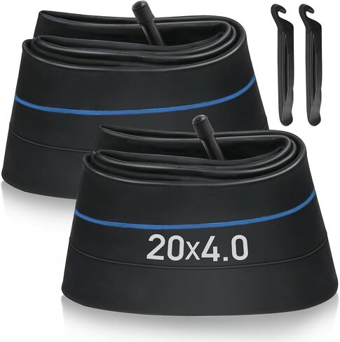 LotFancy 20 x 3.5/4.0 Fat Bike Tube, Pack of 2, AV35mm Schrader Valve, 20 x 3.50 20x3.60 20x3.80 20 x 4.0 Mountain Bike Fat Tire Tubes, 2 Tire Levers Included in Saudi Arabia
