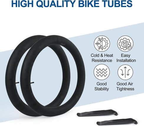LotFancy 20 x 3.5/4.0 Fat Bike Tube, Pack of 2, AV35mm Schrader Valve, 20 x 3.50 20x3.60 20x3.80 20 x 4.0 Mountain Bike Fat Tire Tubes, 2 Tire Levers Included in Saudi Arabia