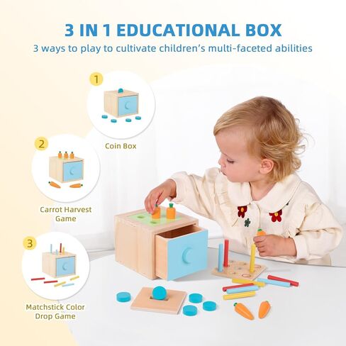 Montessori Toys for 1 Year Old, 7 in 1 Learning Educational Kit with Sensory Bin,Nesting Box, 3 in 1 Educational Box,Pounding Bench and Baby Stacking Cups in Saudi Arabia