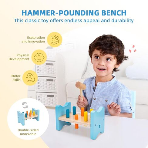 Montessori Toys for 1 Year Old, 7 in 1 Learning Educational Kit with Sensory Bin,Nesting Box, 3 in 1 Educational Box,Pounding Bench and Baby Stacking Cups in Saudi Arabia