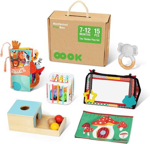 Montessori Toys for 1 Year Old, 7 in 1 Learning Educational Kit with Sensory Bin,Nesting Box, 3 in 1 Educational Box,Pounding Bench and Baby Stacking Cups in Saudi Arabia