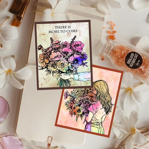 GLOBLELAND 4Pcs Mini Flower Lady Clear Stamps for DIY Scrapbooking Flower Bouquet Silicone Stamp Seals Transparent Stamps for Cards Making Photo Album Journal Home Decoration 2.2x2.2inch in Saudi Arabia