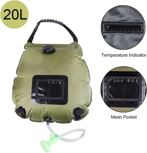 Portable Solar Shower Bag, Camping Shower Bag 5 Gallons/20L Summer Shower Bag Removable Hose and On-Off Switchable Shower Head Solar Shower Bag for Outdoor Beach Traveling Hiking Swimming in Saudi Arabia