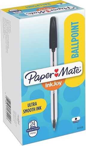 Paper Mate 2013158 InkJoy 50ST Ballpoint Pens, Ultra Smooth Ink, Reliable and Fluid 1.0mm Medium Tip, Pack of 24, Black in Saudi Arabia