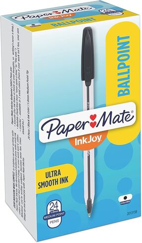 Paper Mate 2013158 InkJoy 50ST Ballpoint Pens, Ultra Smooth Ink, Reliable and Fluid 1.0mm Medium Tip, Pack of 24, Black in Saudi Arabia