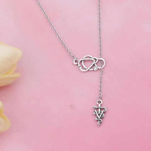 Vet Tech Veterinary Technician Caduceus Stethoscope Larait Y Necklace Veterinary Doctor Jewelry in Saudi Arabia