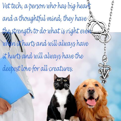 Vet Tech Veterinary Technician Caduceus Stethoscope Larait Y Necklace Veterinary Doctor Jewelry in Saudi Arabia