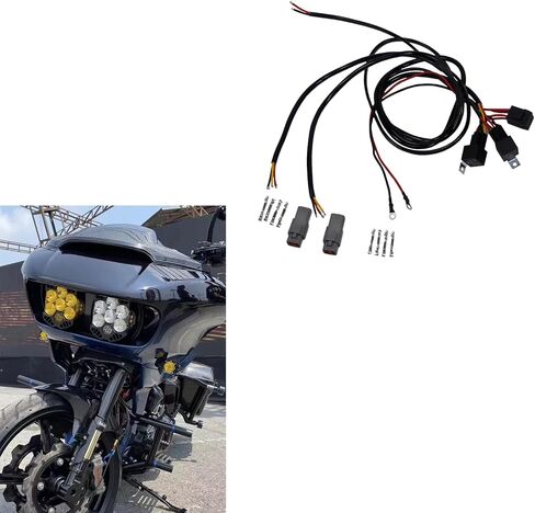POWER JAMES 63.0", 1.6m Plug Player Trailer Double Headlight Harness Wiring Extension Kit for Harley Davidson Road Glide Special Custom CVO, FLTR with LP6 Lighting (For FLTR) in Saudi Arabia