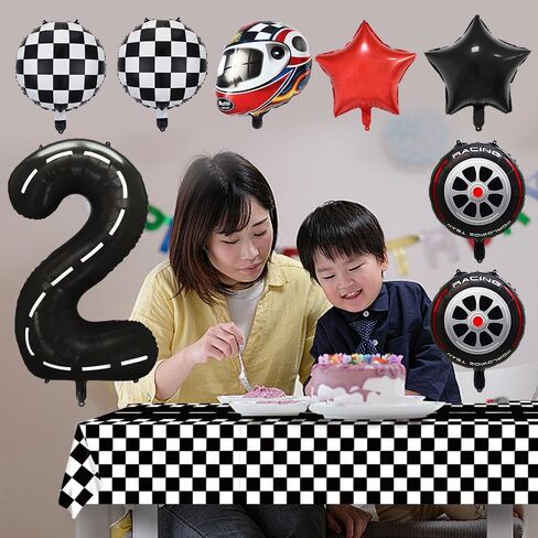 Racing Car Plastic Tablecloth,Black and White Checkered Disposable Table Cloth Racetrack Rectangular Table Covers for Racing Birthday Party Decorations Home Decor in Saudi Arabia