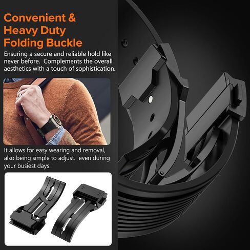 NewWays Watch Band for Apple Watch Ultra 2 Band 49mm 45mm 44mm 42mm, Luxury Rugged Silicone Rubber Strap with Metal Connector & Folding Clasp for iWatch Ultra Series 9 8 7 6 5 4 3 2 1 SE for Men in Saudi Arabia