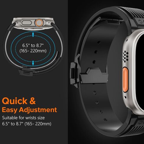 NewWays Watch Band for Apple Watch Ultra 2 Band 49mm 45mm 44mm 42mm, Luxury Rugged Silicone Rubber Strap with Metal Connector & Folding Clasp for iWatch Ultra Series 9 8 7 6 5 4 3 2 1 SE for Men in Saudi Arabia