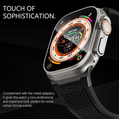NewWays Watch Band for Apple Watch Ultra 2 Band 49mm 45mm 44mm 42mm, Luxury Rugged Silicone Rubber Strap with Metal Connector & Folding Clasp for iWatch Ultra Series 9 8 7 6 5 4 3 2 1 SE for Men in Saudi Arabia