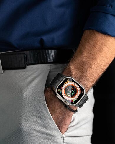 NewWays Watch Band for Apple Watch Ultra 2 Band 49mm 45mm 44mm 42mm, Luxury Rugged Silicone Rubber Strap with Metal Connector & Folding Clasp for iWatch Ultra Series 9 8 7 6 5 4 3 2 1 SE for Men in Saudi Arabia