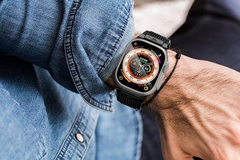 NewWays Watch Band for Apple Watch Ultra 2 Band 49mm 45mm 44mm 42mm, Luxury Rugged Silicone Rubber Strap with Metal Connector & Folding Clasp for iWatch Ultra Series 9 8 7 6 5 4 3 2 1 SE for Men in Saudi Arabia