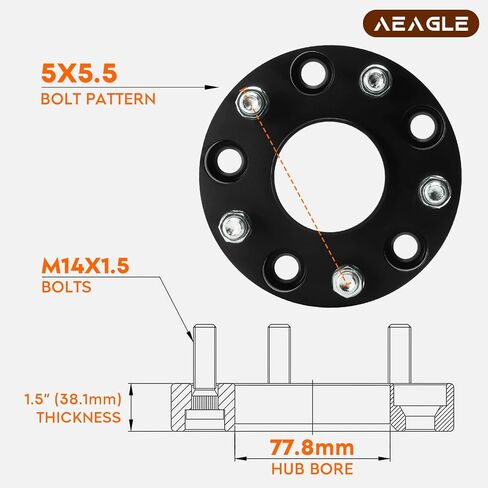 AEagle 5X5.5 Hubcentric Wheel Adapters 1.5" for 2012-2018 Dodge Ram 1500, 5x139.7 Forged 5 Lug Wheel Spacers with M14x1.5 Studs 77.8mm Bore 4PCS in Saudi Arabia