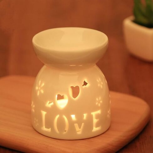 Essential Oil Burner, Ceramic Wax s Warmer, Ceramic Candle Holder for Home Relaxation, Bedroom Decoration(Love) in Saudi Arabia