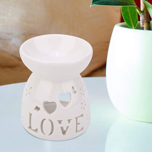 Essential Oil Burner, Ceramic Wax s Warmer, Ceramic Candle Holder for Home Relaxation, Bedroom Decoration(Love) in Saudi Arabia