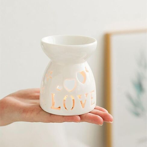 Essential Oil Burner, Ceramic Wax s Warmer, Ceramic Candle Holder for Home Relaxation, Bedroom Decoration(Love) in Saudi Arabia