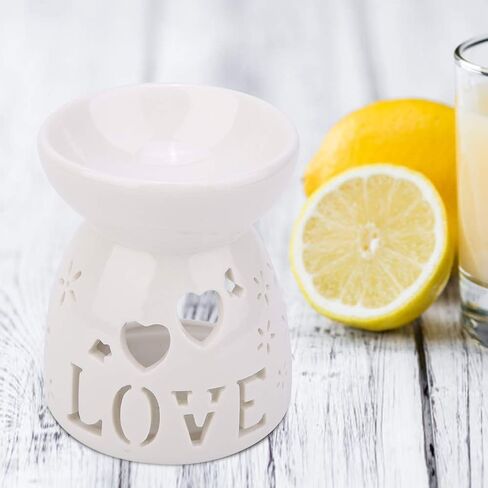 Essential Oil Burner, Ceramic Wax s Warmer, Ceramic Candle Holder for Home Relaxation, Bedroom Decoration(Love) in Saudi Arabia