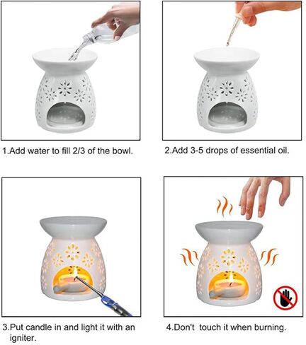 Essential Oil Burner, Ceramic Wax s Warmer, Ceramic Candle Holder for Home Relaxation, Bedroom Decoration(Love) in Saudi Arabia