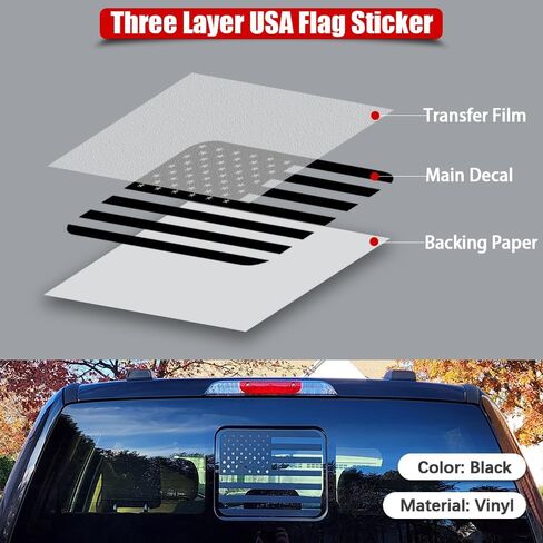 ملصق علم الولايات المتحدة الأمريكية للنافذة الخلفية للشاحنة، ملصق وملصق للسيارة، ملصق أمريكي للنافذة الوسطى الخلفية لشاحنة الالتقاط، شارات النافذة الخلفية للشاحنة لدودج رام 2009-2024 (TZ22) in Kuwait