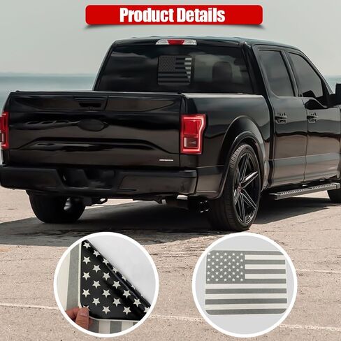 ملصق علم الولايات المتحدة الأمريكية للنافذة الخلفية للشاحنة، ملصق وملصق للسيارة، ملصق أمريكي للنافذة الوسطى الخلفية لشاحنة الالتقاط، شارات النافذة الخلفية للشاحنة لدودج رام 2009-2024 (TZ22) in Kuwait