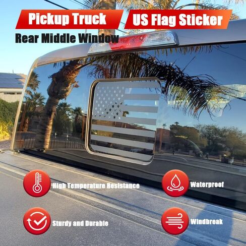 ملصق علم الولايات المتحدة الأمريكية للنافذة الخلفية للشاحنة، ملصق وملصق للسيارة، ملصق أمريكي للنافذة الوسطى الخلفية لشاحنة الالتقاط، شارات النافذة الخلفية للشاحنة لدودج رام 2009-2024 (TZ22) in Kuwait