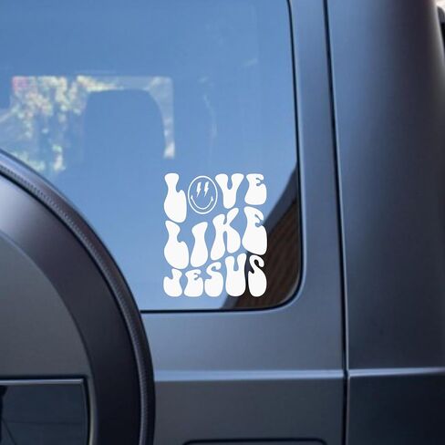 Love Like Jesus - ملصق مضحك من الفينيل للسيارة، الجدار، النافذة، السيارة، مقاوم للطقس، فيروسي (أبيض) in Kuwait
