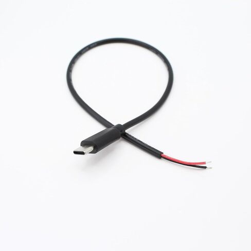 USB C Power Pigtail Cable 1FT 24AWG 5V 3A USB Type-C Female Plug to 2 Pin Bare Wire Open End Power Pigtail Cord DIY, Black (6 Pcs) in Saudi Arabia