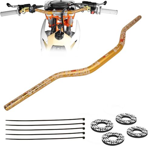 PRO CAKEN Universal 7/8 بوصة 22 مم مقبض بار مع زوج من الكعك لـ CRF KLX KX LTR TRX SX SXF EXC XCW Motocross Pit Dirt Bike Scooter ATV Quad Bike Grizzly Hawk 250 دراجة ذهبية in Kuwait