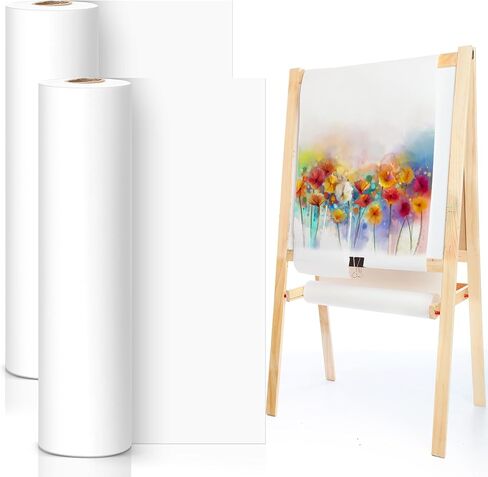 Nezyo 2 Pack Easel Paper Roll 12 Inch x 200 Ft Tabletop Arts and Crafts Paper Roll Large White Drawing Painting Paper for Kids Easel Classroom School Adults Drawing Painting Fits Most Standard in Saudi Arabia