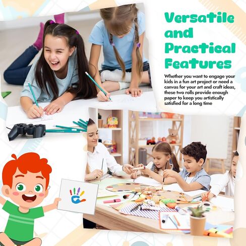 Nezyo 2 Pack Easel Paper Roll 12 Inch x 200 Ft Tabletop Arts and Crafts Paper Roll Large White Drawing Painting Paper for Kids Easel Classroom School Adults Drawing Painting Fits Most Standard in Saudi Arabia