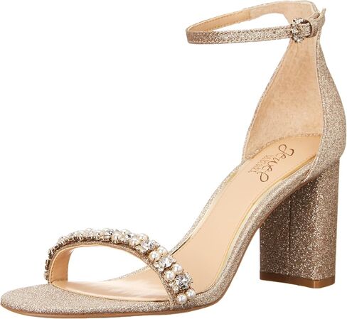 Jewel Badgley Mischka Daylann Pearl and Crystal Block Heel Sandal in Saudi Arabia