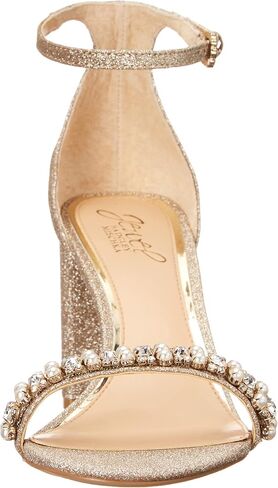 Jewel Badgley Mischka Daylann Pearl and Crystal Block Heel Sandal in Saudi Arabia